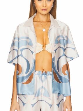 MISA Women's Blue & Cream Patterned Shirt